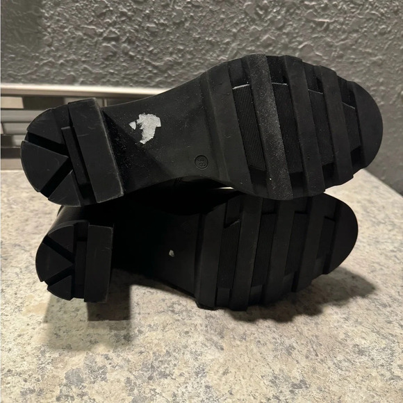 Annabella Black Leather Mid Calf Chunky Y2K Boots Size 7.5/38 - Picture 6 of 7